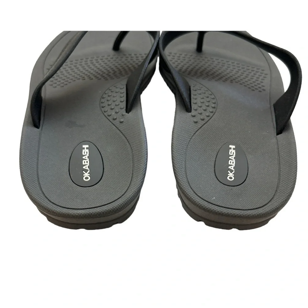 Okabashi Surf Unisex Flip Flops Black Beach Ocean Size LL (9-10)